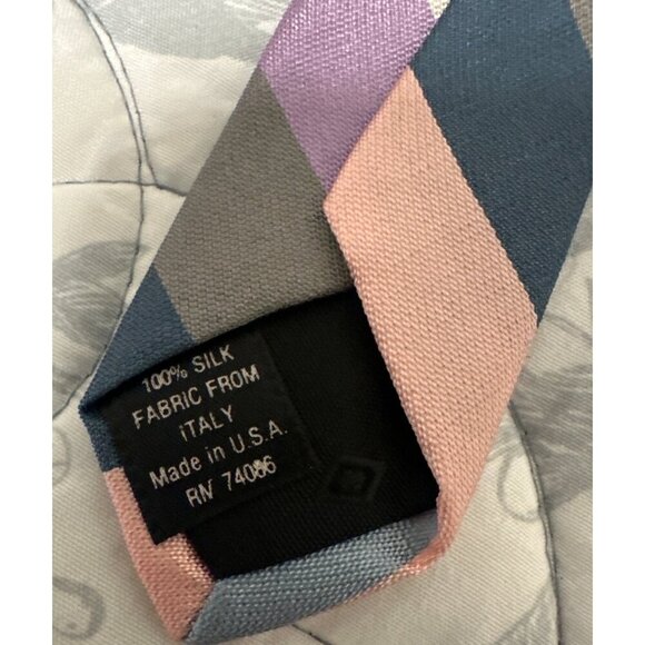 Bachrach Mens Multicolor Striped Silk Tie Made In USA - Picture 2 of 4